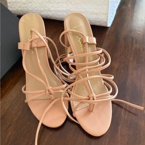 Lulu's Blush Strappy Lace-Up Heeled Sandals